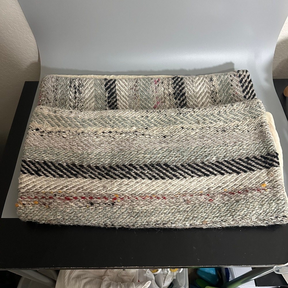 Magnolia Home Joanna Gaines Loloi Wool Blend Striped 22x22 lot 2 Pillow Cover